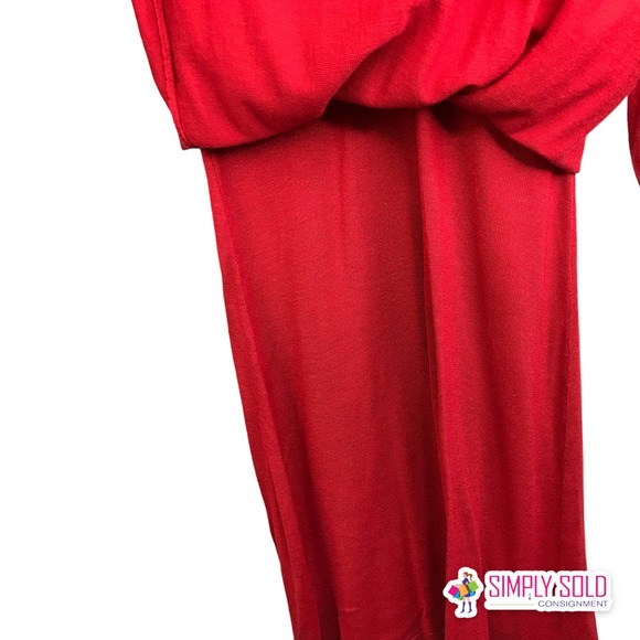 Boden Women's A-Line Midi Dress Wool Wrap Bell Sleeve Pleated V-Neck Red Sz 4R - Picture 5 of 10